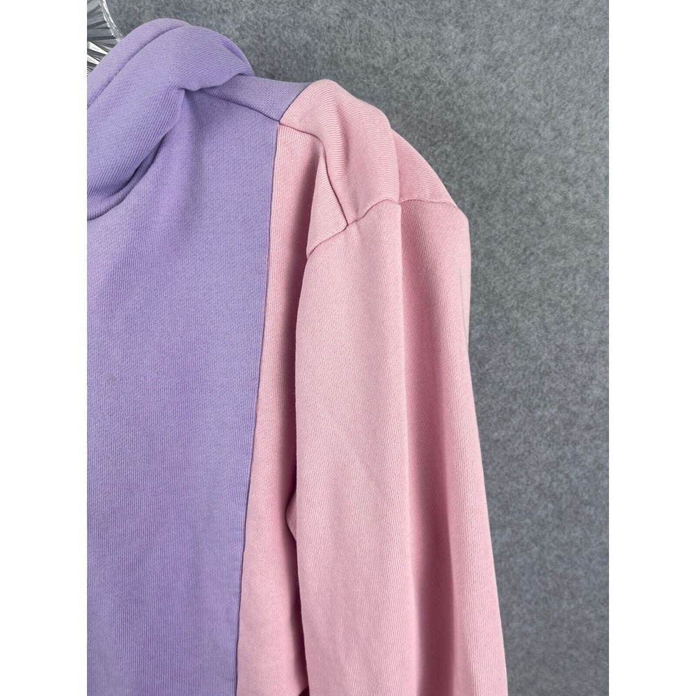 VTG Teddy Fresh Hoodie Size S Purple Pink Long Sleeve Pullover Color Block - Picture 8 of 9